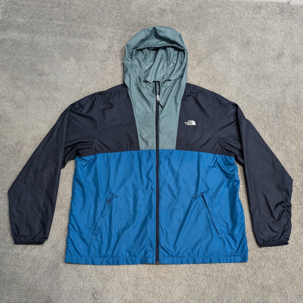 The North Face Mens Cyclone Jacket Hooded Full Zip Sz XXL Windwall Blue Breaker